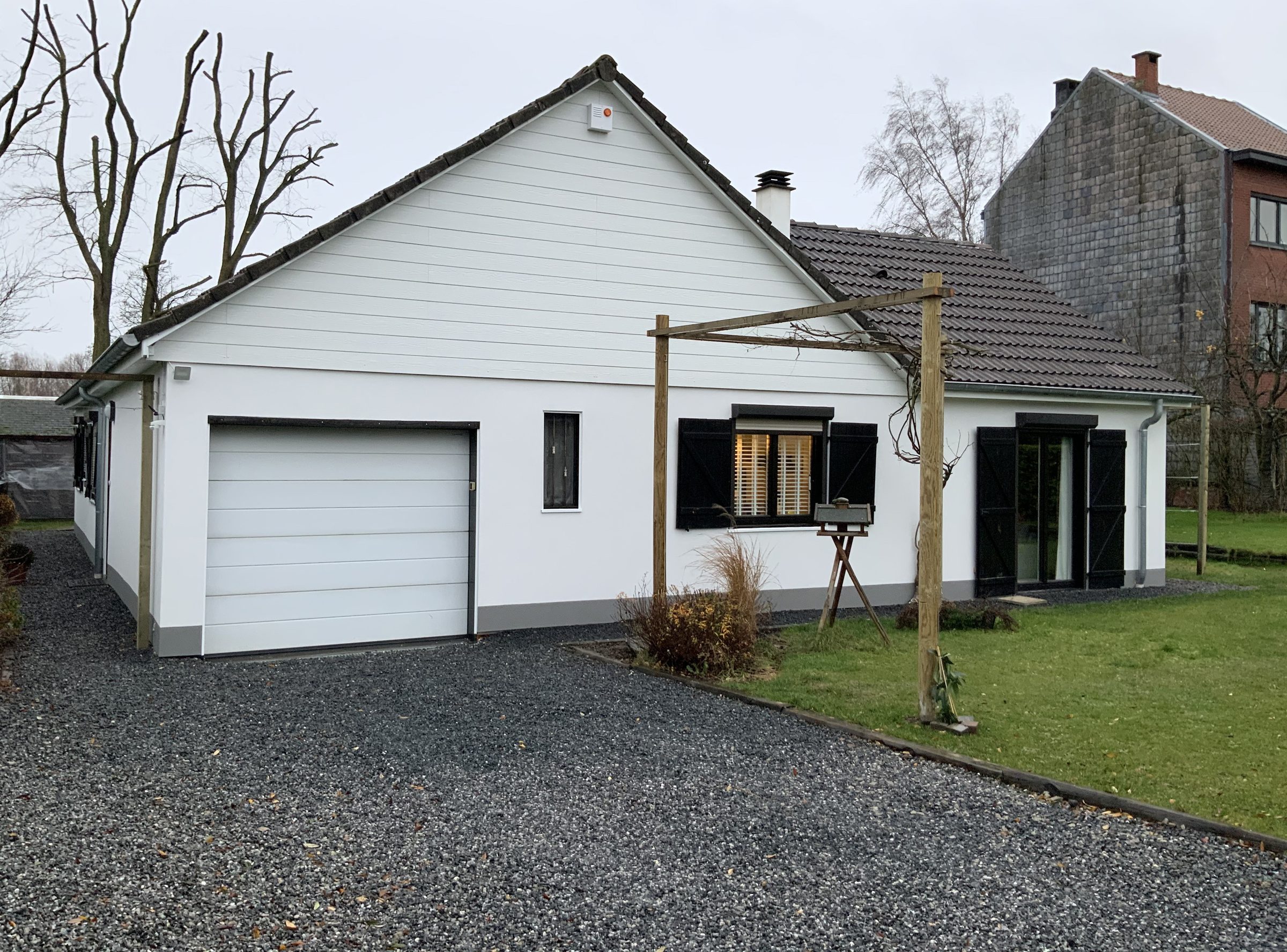 Maison après application d'un enduit à base de résine de silicone